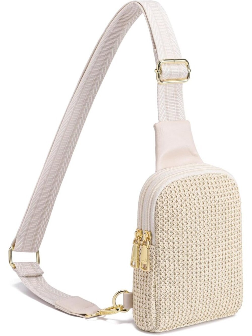 Women's White Small Faux Straw Summer Beach Sling Casual Outing Crossbody Bag